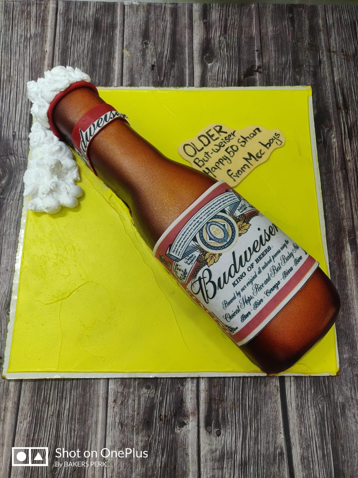 Budweiser bottle shaped novelty cake