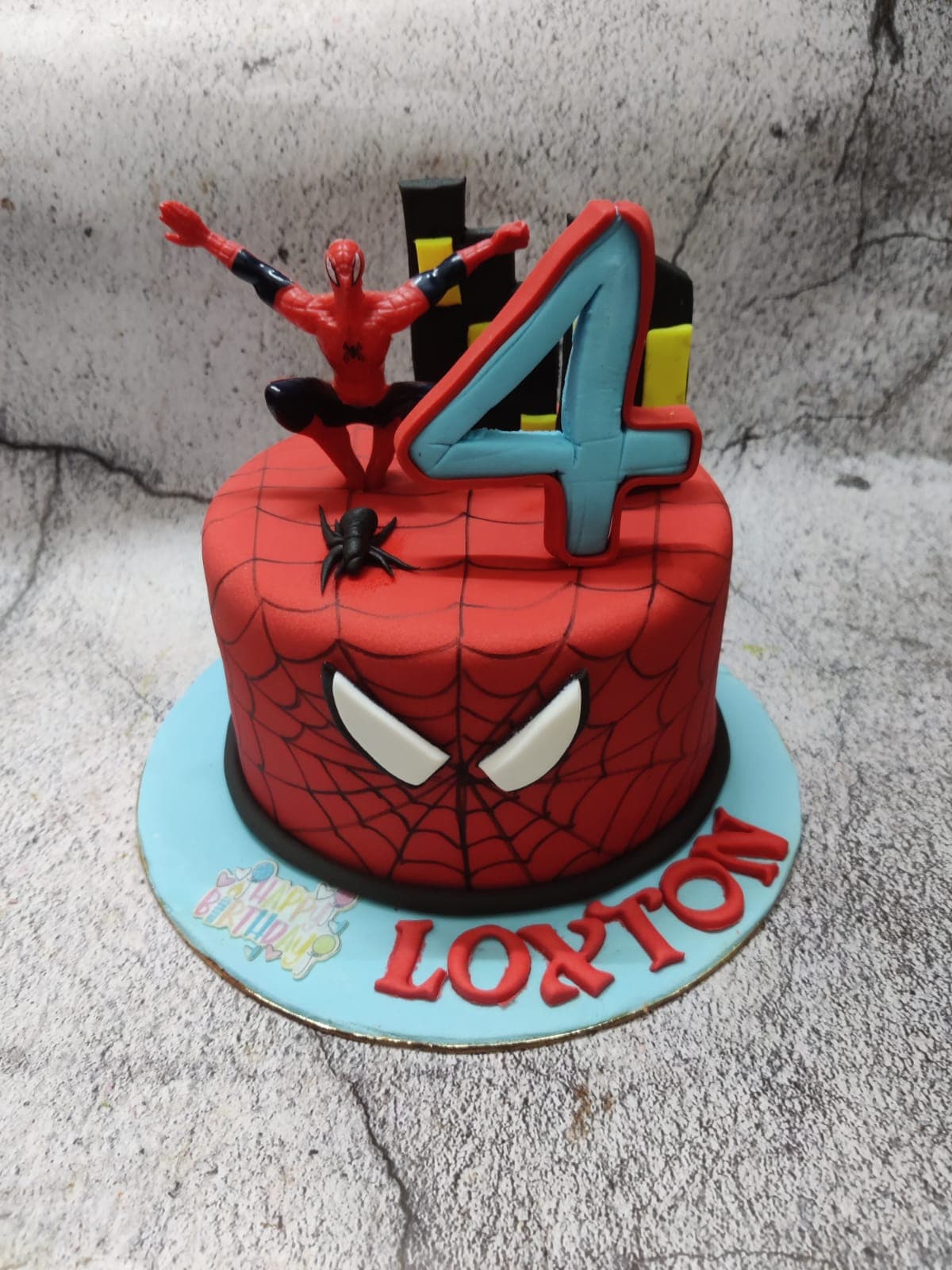 Spider-Man fourth birthday cake